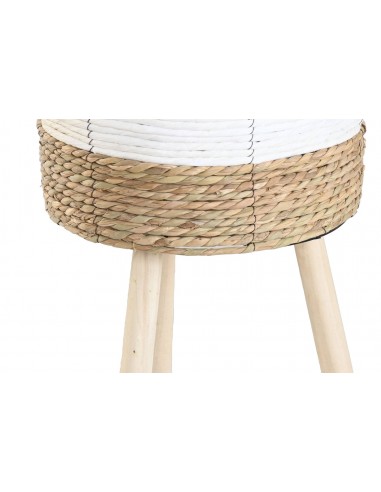 Macetero fibra con pie madera Yumae