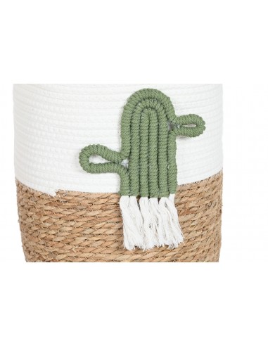 Cesta fibra y algodón blanco Cactus
