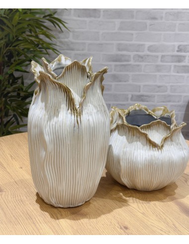 Jarrón cerámica hoja 33cm Merlen