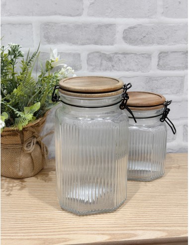 Bote cristal con tapa madera 1,5L Dacsy