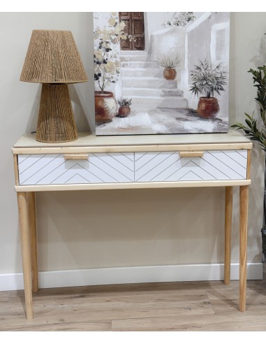 Cosola madera 2 cajones blancos Norvik