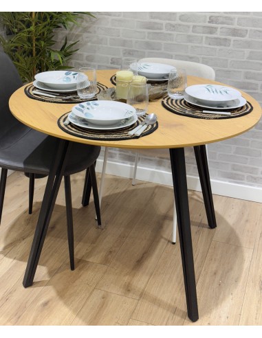 Mesa comedor redonda madera y metal...