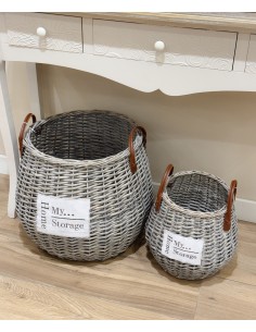 Cesta mimbre envejecido con...