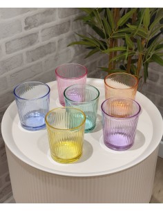 Vaso cristal color rayas 360ml