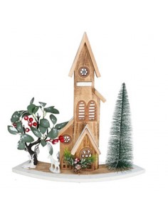 Casa de madera navideña con...