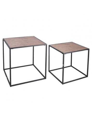 Set 2 mesas auxiliares metal negro Kubra Set 2 mesas auxiliares metal negro Kubra