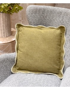 Cojín verde borde ondulado...