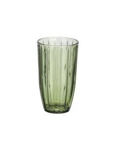Vaso cristal verde rayas...