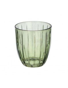 Vaso cristal verde rayas...