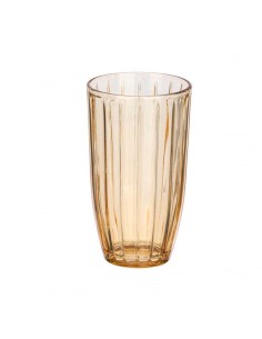 Vaso cristal ámbar rayas...