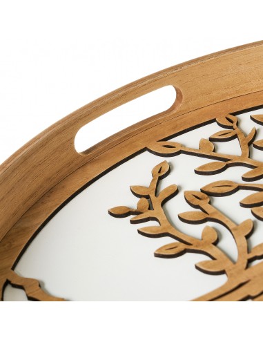 Bandeja decorativa madera redonda...