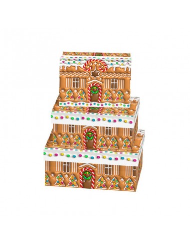Set 3 cajas cartón casa Jengibre
