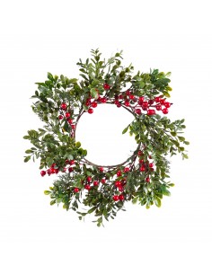 Corona navideña de acebo