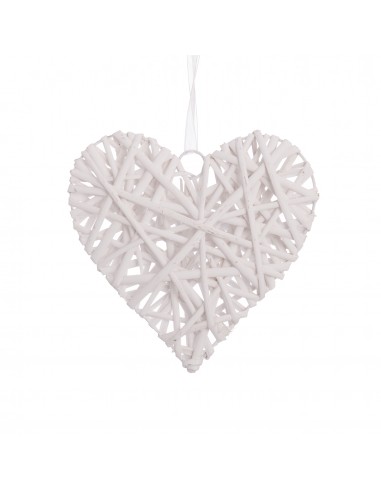 Colgante corazón mimbre blanco