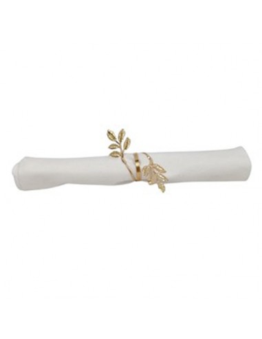 Servilletero metálico hojas doradas