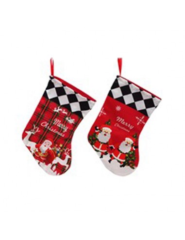 Bota navideña Papá Noel rombos