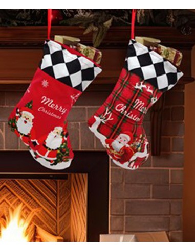 Bota navideña Papá Noel rombos