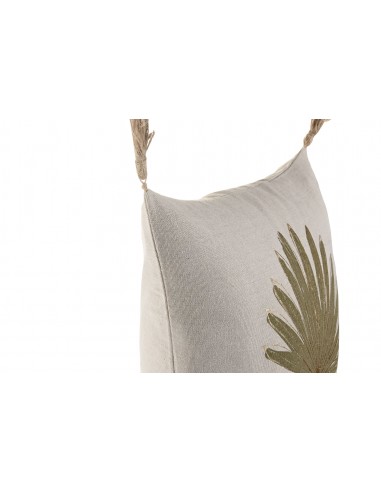 Cojín hoja dorada con borlas 45cm Roilo