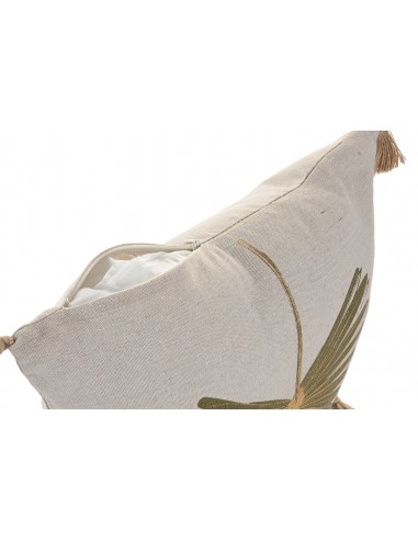 Cojín hoja dorada con borlas 45cm Roilo