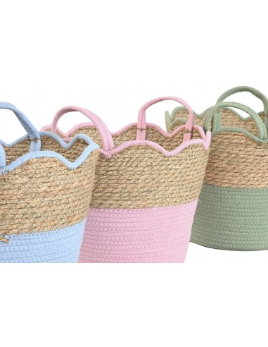 Cesta fibra y algodón borde ondulado...