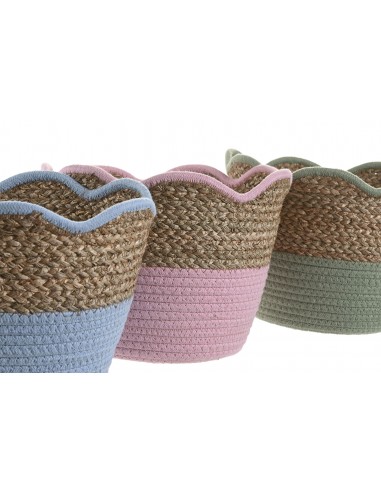 Cesta fibra y algodón borde ondulado...