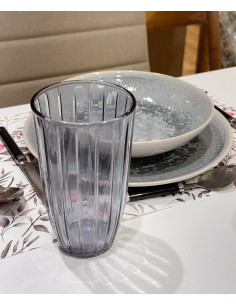 Vaso cristal azul rayas...