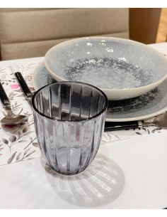 Vaso cristal azul rayas...