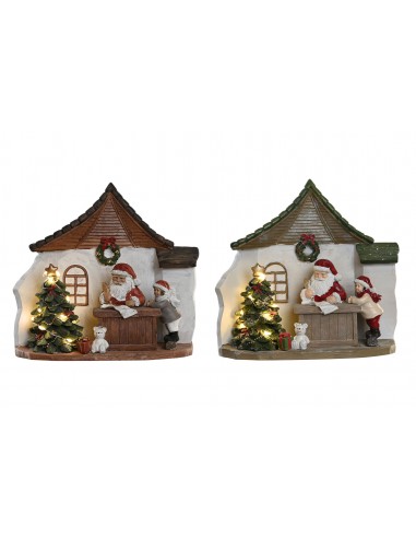 Figura decorativa casa Papá Noel con luz