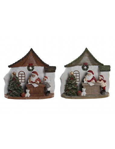 Figura decorativa casa Papá Noel con luz