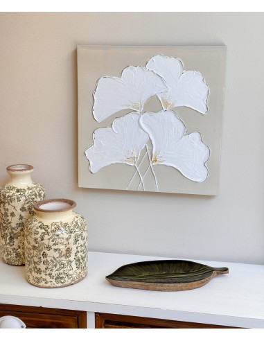 Cuadro lienzo hojas relieve 40x40cm...