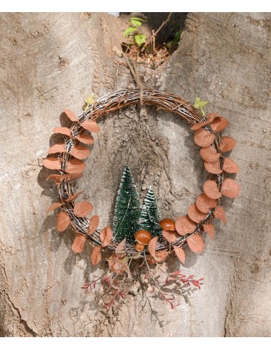 Corona con árbol navidad y setas led