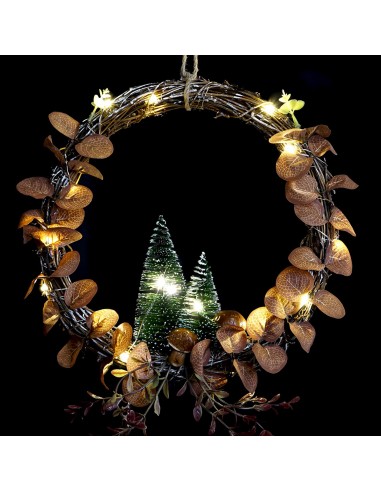 Corona con árbol navidad y setas led