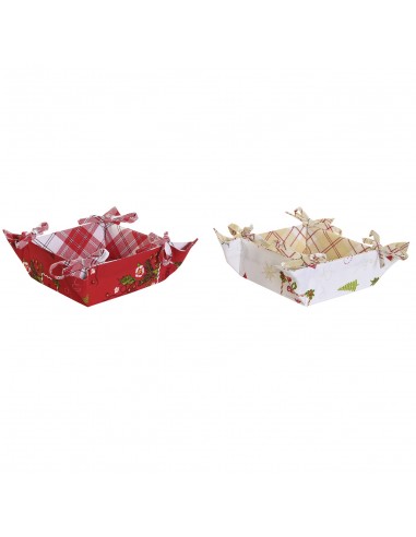 Cesta algodón con lazos navideña