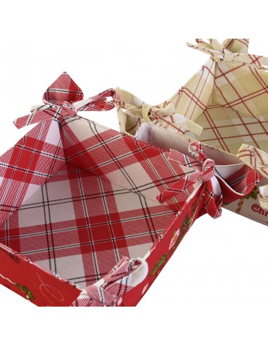 Cesta algodón con lazos navideña