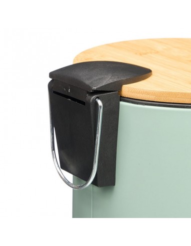 Papelera metal verde tapa bambú 3L Luar