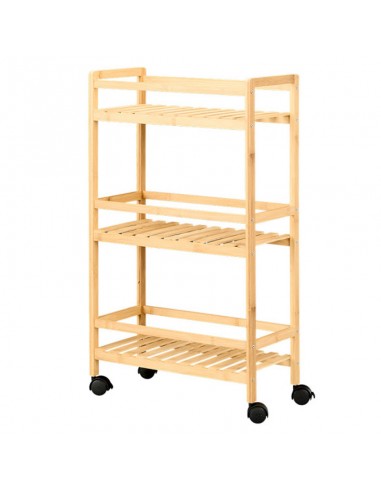 Carro bambú 3 niveles con ruedas