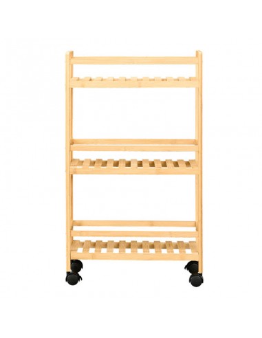 Carro bambú 3 niveles con ruedas