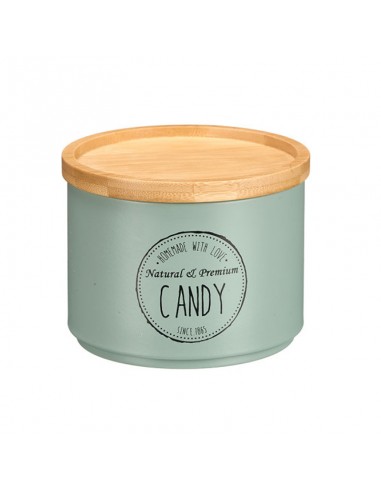 Bote apilable verde con tapa bambú Luar