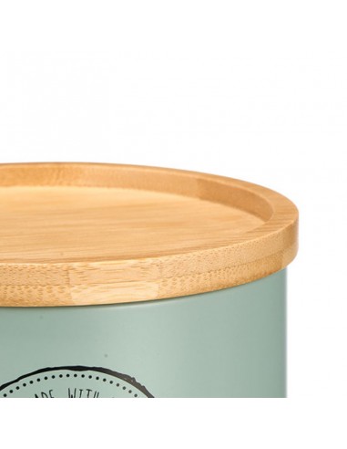 Bote apilable verde con tapa bambú Luar
