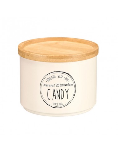 Bote apilable crema con tapa bambú Luar