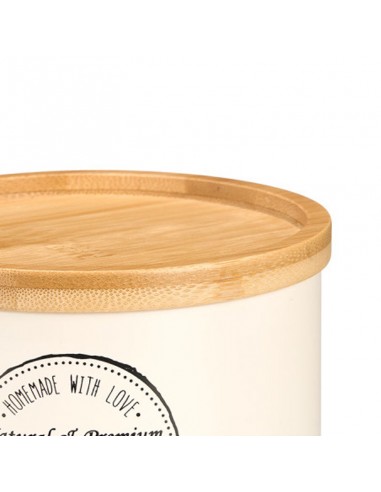 Bote apilable crema con tapa bambú Luar