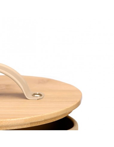 Bote ajos beige con tapa bambú Luar