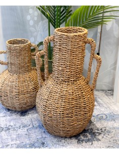 Jarrón fibra y metal 46cm...