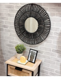 Espejo redondo cuerda negro...