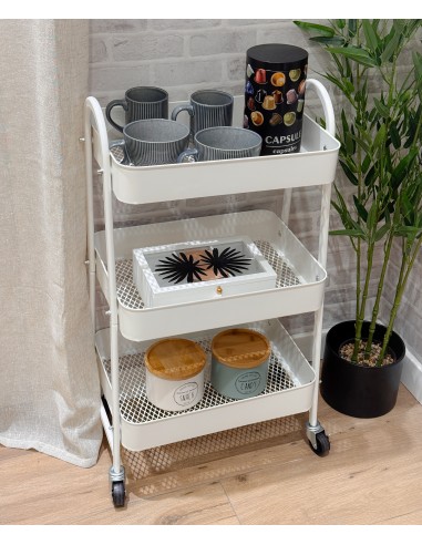 Carro multiusos metal blanco con ruedas