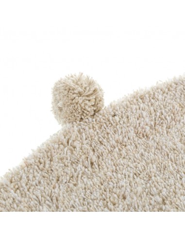 Alfombra redonda beige con pompones 80cm