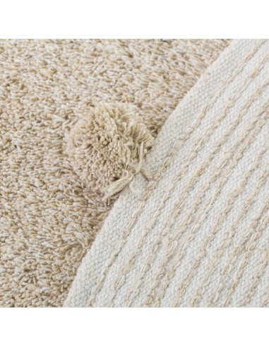 Alfombra redonda beige con pompones 80cm