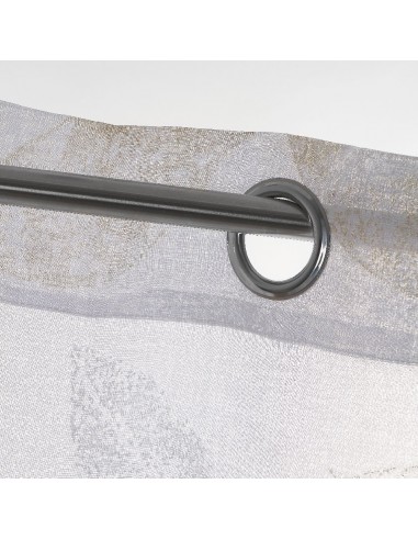 Cortina visillo blanca con hojas...