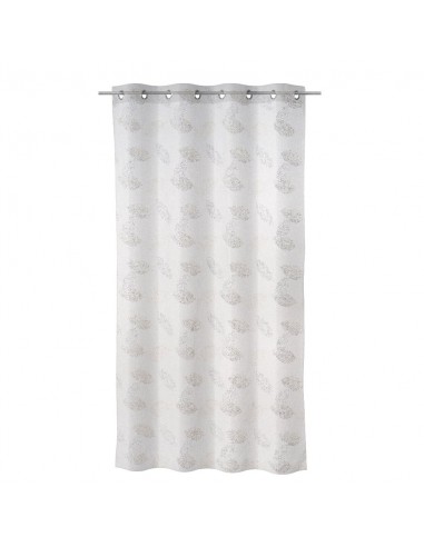 Cortina visillo blanca con hojas...