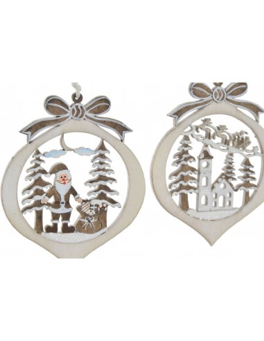 Colgante madera blanco Navidad